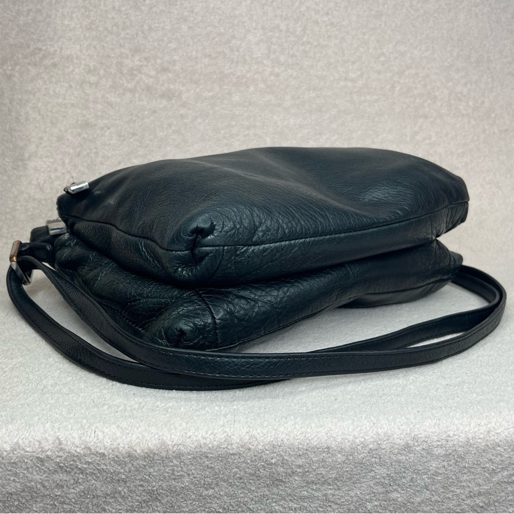 Vintage Margot Leather Convertible Crossbody/Shoulder Bag Purse Black 2 Pockets - Picture 6 of 12